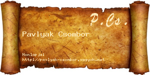Pavlyak Csombor névjegykártya